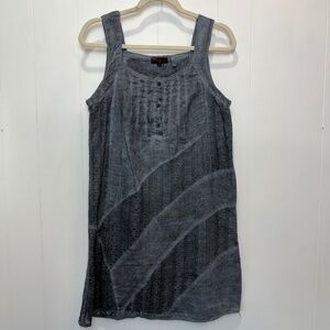 Sand Studio Blue Grey 100% Linen Lace Detail Lagenlook Tunic Dress Size Small